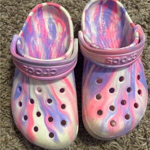 CROCS Kids Classic Clog — Pink, Purple, White Swirl
